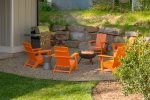 firepit, relaxing chairs, grill